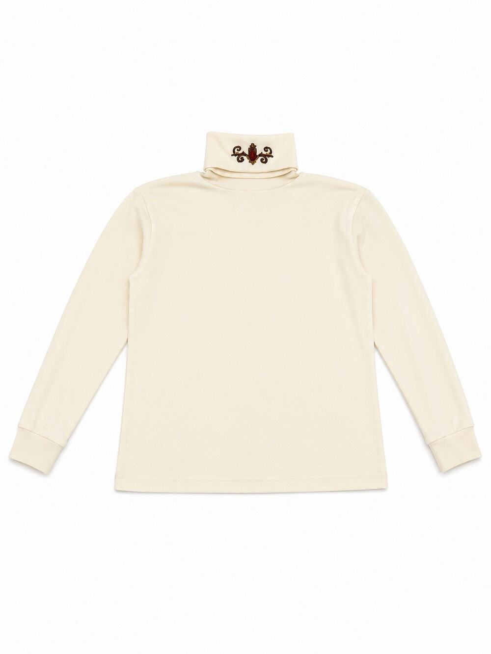 Chandler Hill Women’s Ivory Turtleneck Top Embroidered Long Sleeve Pullover